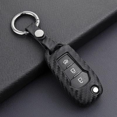 Carbon Fiber Texture Key Case for Ford: Fits Mondeo, Lincoln, Mustang, Focus - Protective Shell