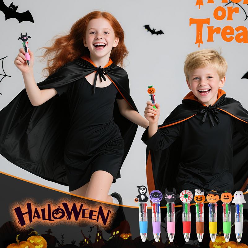5/10/20Pcs Cute Halloween Themed Four-color Ballpoint Pen for Kids Halloween Party Favors Gift School Prize Goodie Bag Stuffers