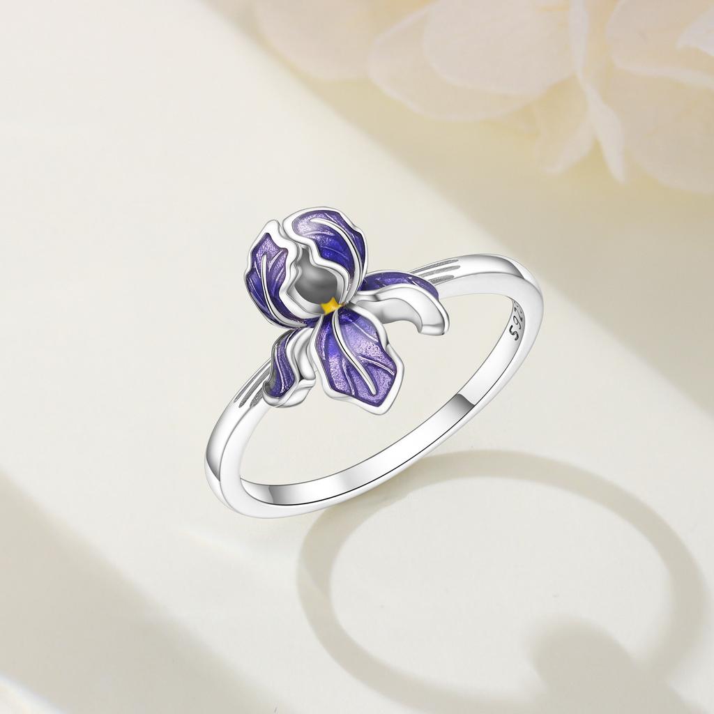 Orstarry S925 Silber Lila Schwertlilie Geschlossener Ring Für Frauen Original Fingerring Schmuck Party Feine Trendige Geschenke