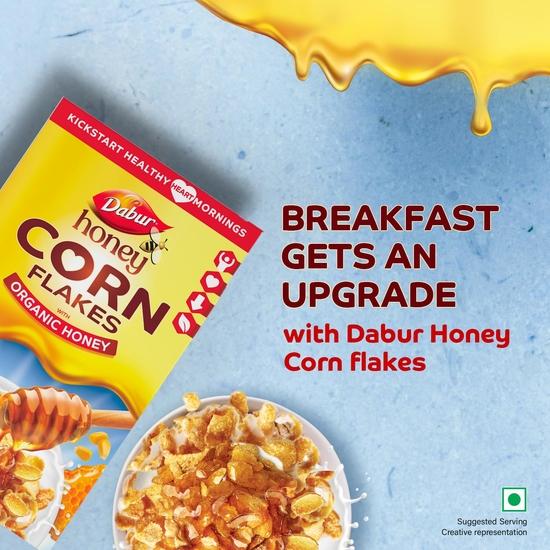 Dabur Honig-Cornflakes mit Bio-Honig – 650 g | Von Natur aus cholesterinfrei | Keine künstlichen Aromen, Konservierungsstoffe und Farbstoffe | Gentechnikfreie Zutaten