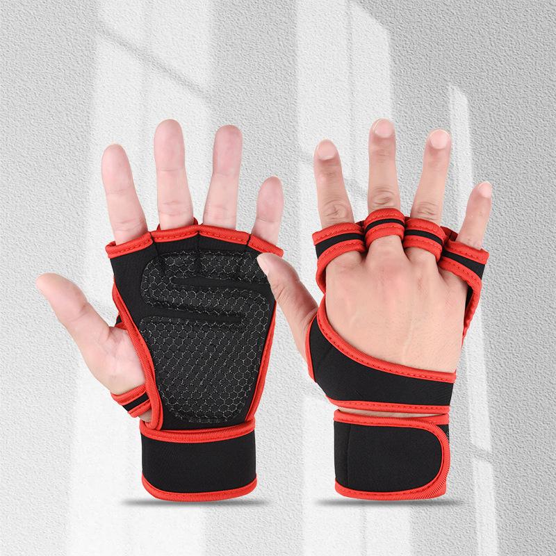 Anti Slip Horizontal Bar Equipment Training Pull-up Anti-cocooning Sports Gym Fitness Half Finger Gloves with Wrist Guards