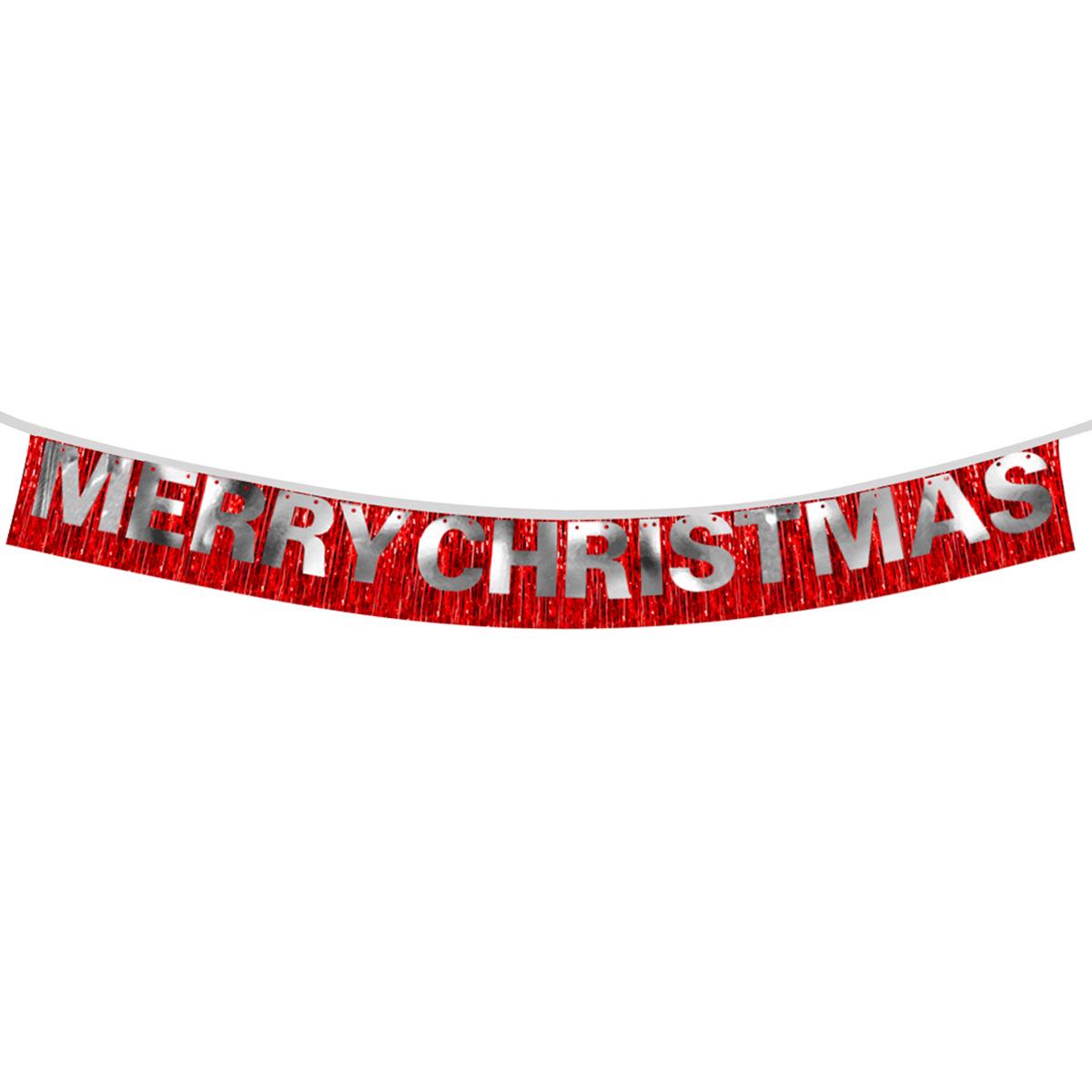 

Christmas Merry Silk Rain Background Wall Decoration Banner Garland красный