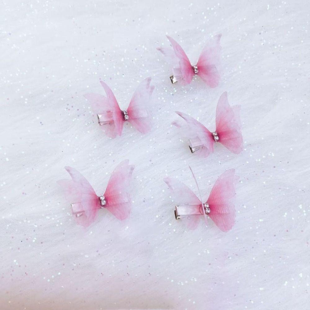 

5pcs Simulation Mesh Butterfly Hair Clip Mesh Girls Hairpins New Children Headwear 5