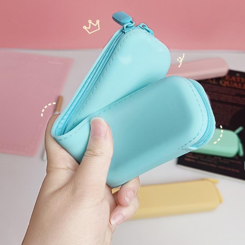 Solid Color Pencil Bag Pencil Pouch Large Capacity Pencil Case Silicone Stationery Bag Marker Pen Case Pencil Organiser