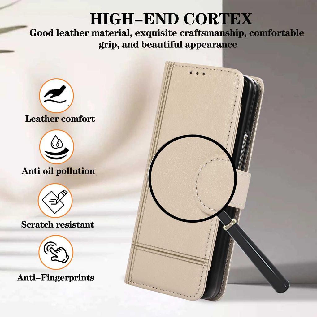 Samsung Z Fold 6/7 Mirror Flip Crossbody Leather Phone Case with Card Holder
