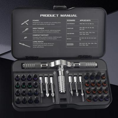 Heavy Duty Professional Ratcheting Screwdriver Kit 40 Tool Alloy Steel Construction Ergonomic Grip Compact Carrying Case