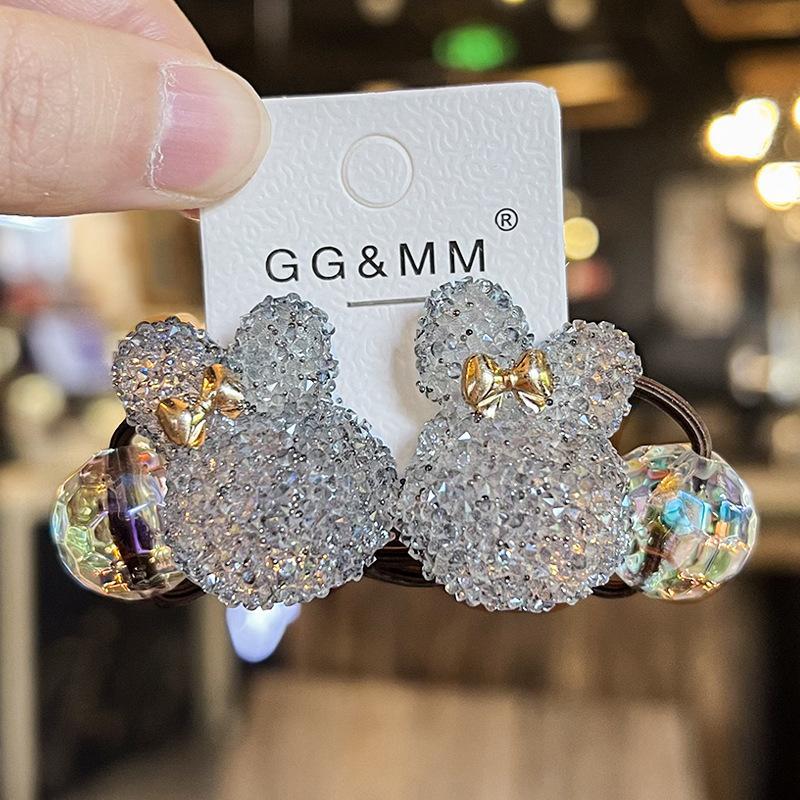 Hair Ties Bunny Rhinestone Cartoon High Stretch For Kids Korean Everyday Party School Premium Soft Durable Non Slip
