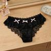 Japanese Style Thong for Women Low Waist Mini Bow Underpants Sweet Bowknot Lace Panties  Female