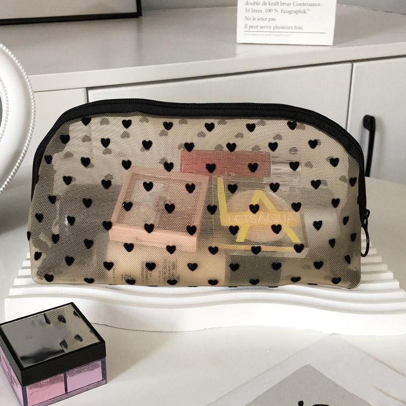 Mesh Clear Cosmetic Bags for Women Makeup Storage Organizer Bag Travel Toiletry Pencil Case Lipstick Brush Transparent Case