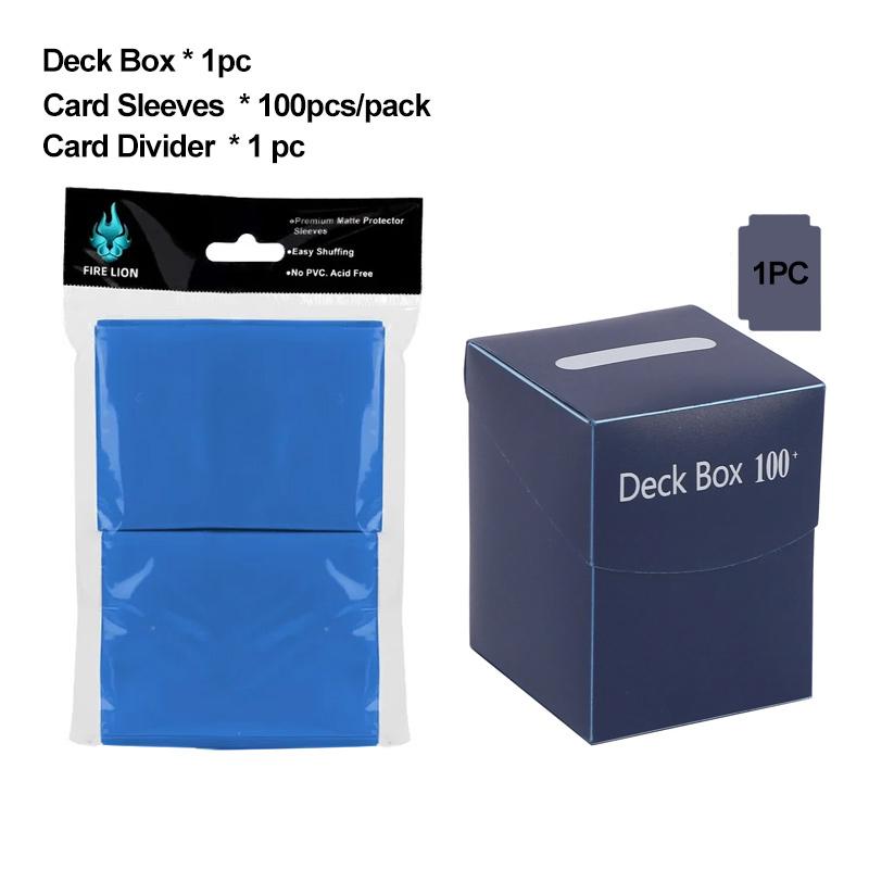 100ct 66x91mm Premium Card Sleeves and Card Deck Box Trading Cards Storage Card Organizer for Pokemon Baseball MTG Trading Cards тёмно-синий