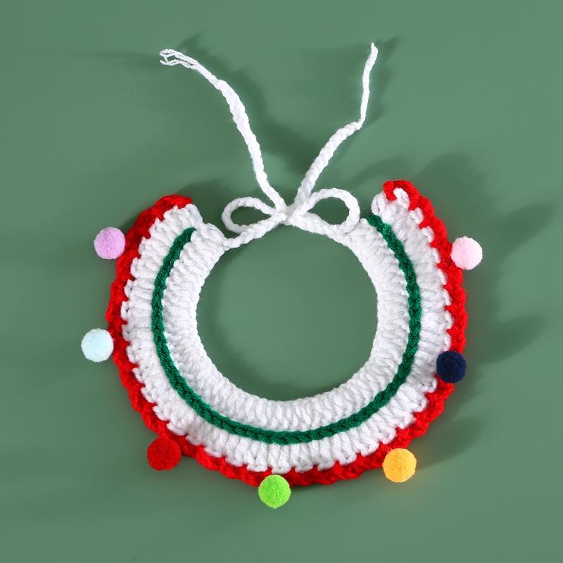 

Pet Knitted Wool Christmas Hat Bib Adjustable Pet Bib Five Pointed Star Balls Hat Puppy Cat Festival Decorate Dog Accessories S