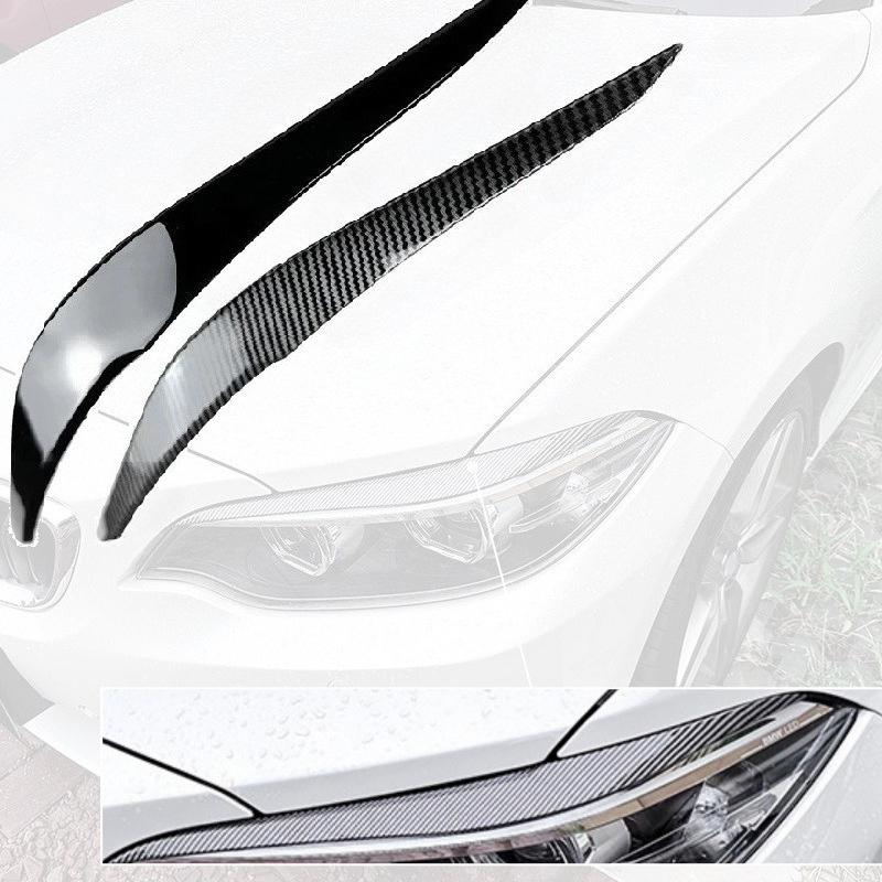 1Pair ABS Plastic Car Headlights Eyebrow Eyelids Cover Stickers Trim for BMW 2 Series F22 F23 2015- Gloss Black/ Carbon Look