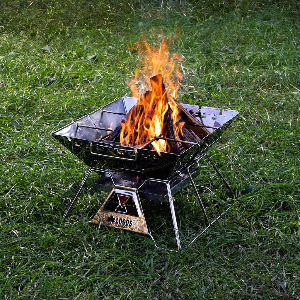 LOGOS Pyramid Iron Roaster, Large, 81064201, for Camping, Outdoors, and Barbecues