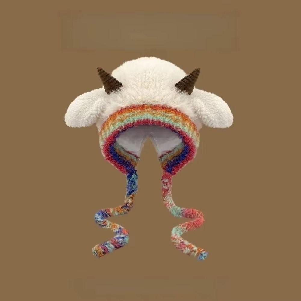 Korean Style Lamb Beanie Hat Soft Plush Pullover Hats Ski Caps Ear Protection Hat Women
