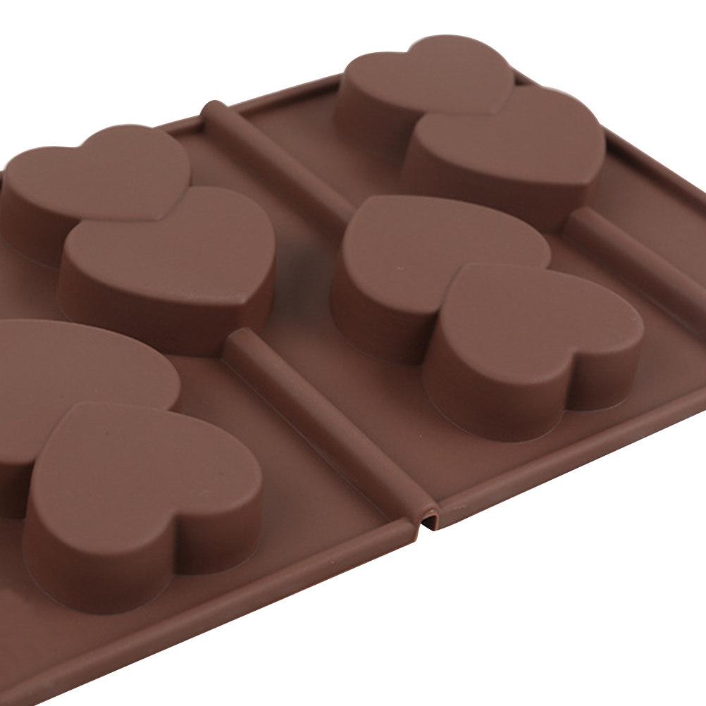 Two Hearts Lollipop Shape Silicone Chocolate Mold Tray for DIY Baking Decorating Candy Making Party Bar Kitchen Use Dishwasher