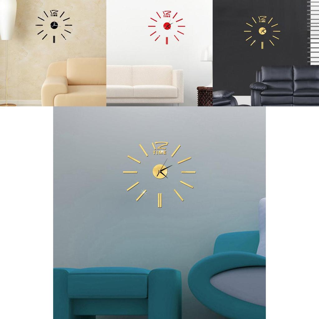 Stupendo Orologio da Parete Grande 3D a Specchio Lusso Moderno Fai da Te Adesivo per Decorazione Casa Ufficio