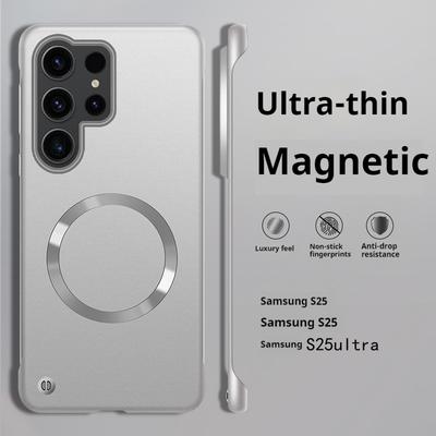 Thin Metallic Paint PC For Magsafe Magnetic Case For Samsung S26 S25 Edge S24 S23 S22 Plus Ultra S24FE A56 A55 Borderless Cover
