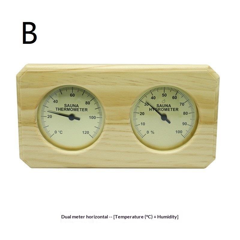Dual Temperature And Humidity Meter Wall Mounted 2 In 1 Wooden Sauna Thermometer Hygrometer For Hotel Sauna Room