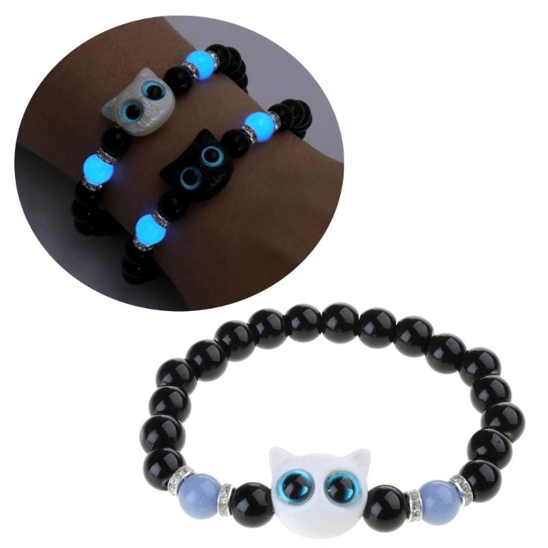 Lovely Bracelet Resin Luminous Bead Bracelet Comfortable Cat Hand Chain Great for Everyday Life and Dating
