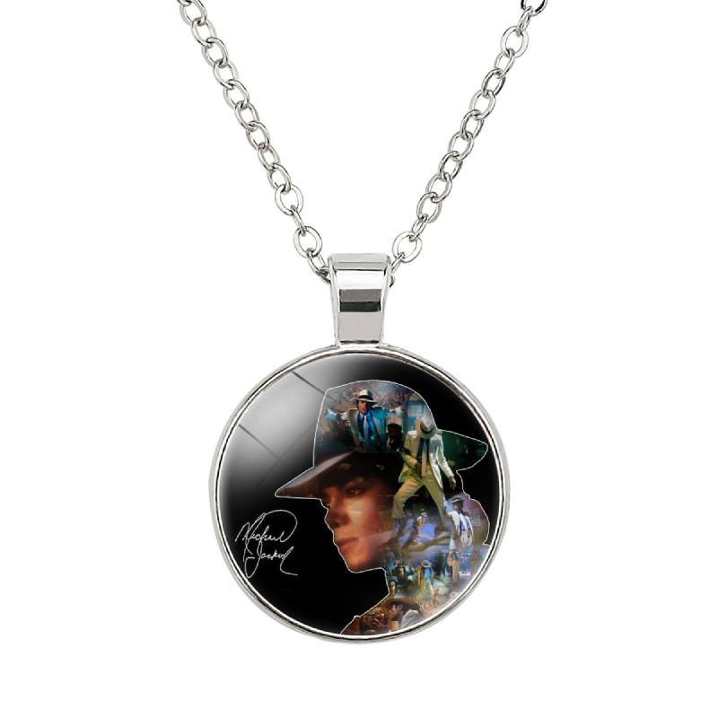 Elegant Michael Jackson Time Gem Pendant Necklace With Alloy Charm 51-80cm Long
