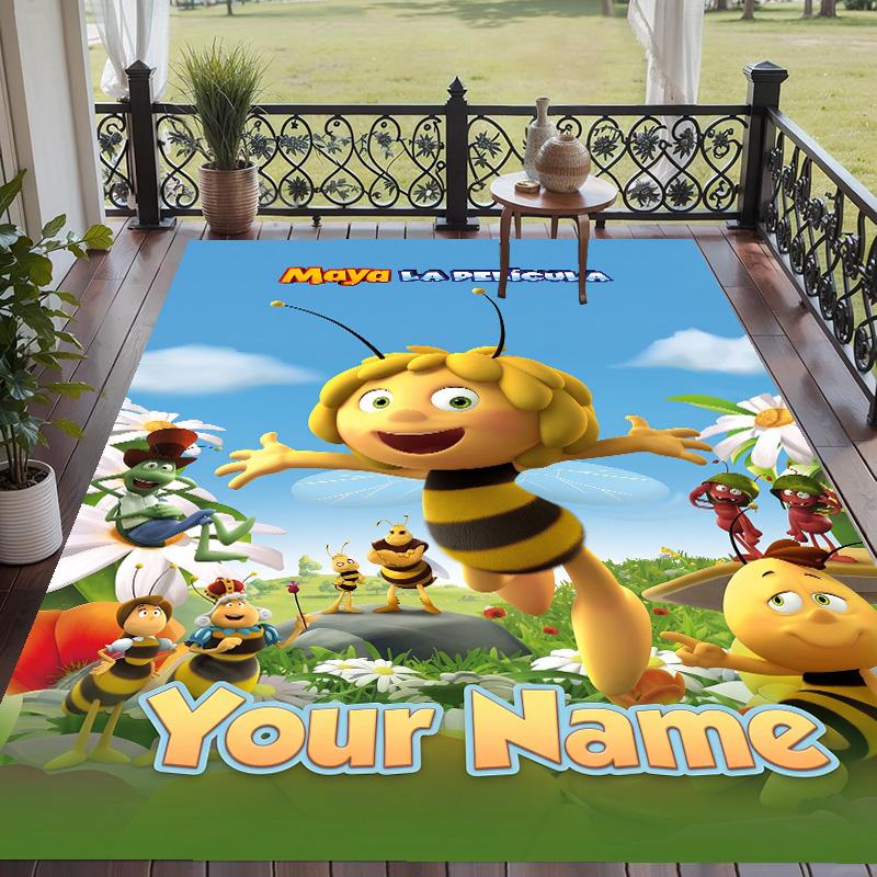 Custom Text Die Biene Maja Pattern Floor Rug Soft Indoor Carpet Mat Living Room Bedroom