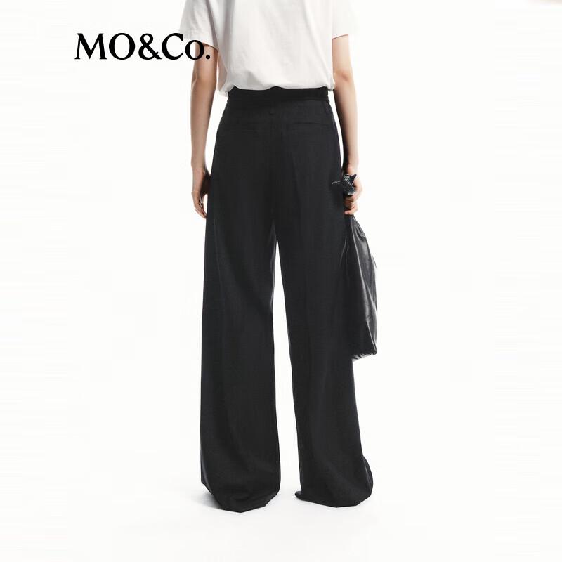 MO&Co. Women's 2024 Autumn Wool Blend Mid-Waist Straight Leg Trousers