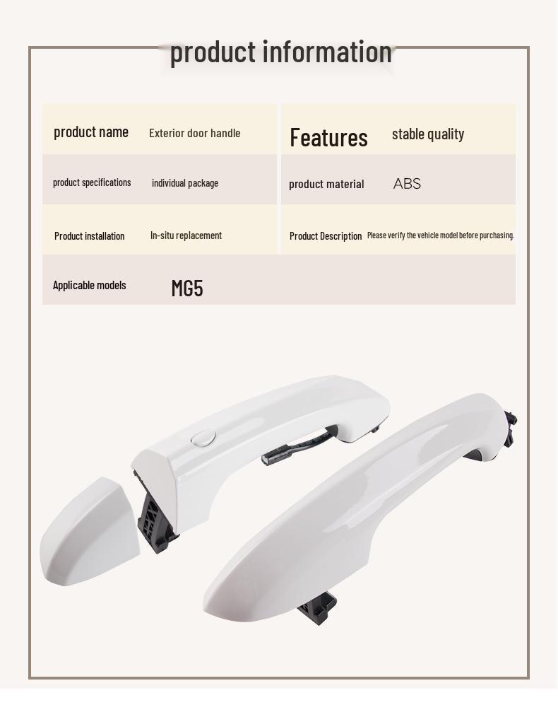Compatible with MG MG5 2020 Models: Exterior Door Pull Handle with Induction Assembly