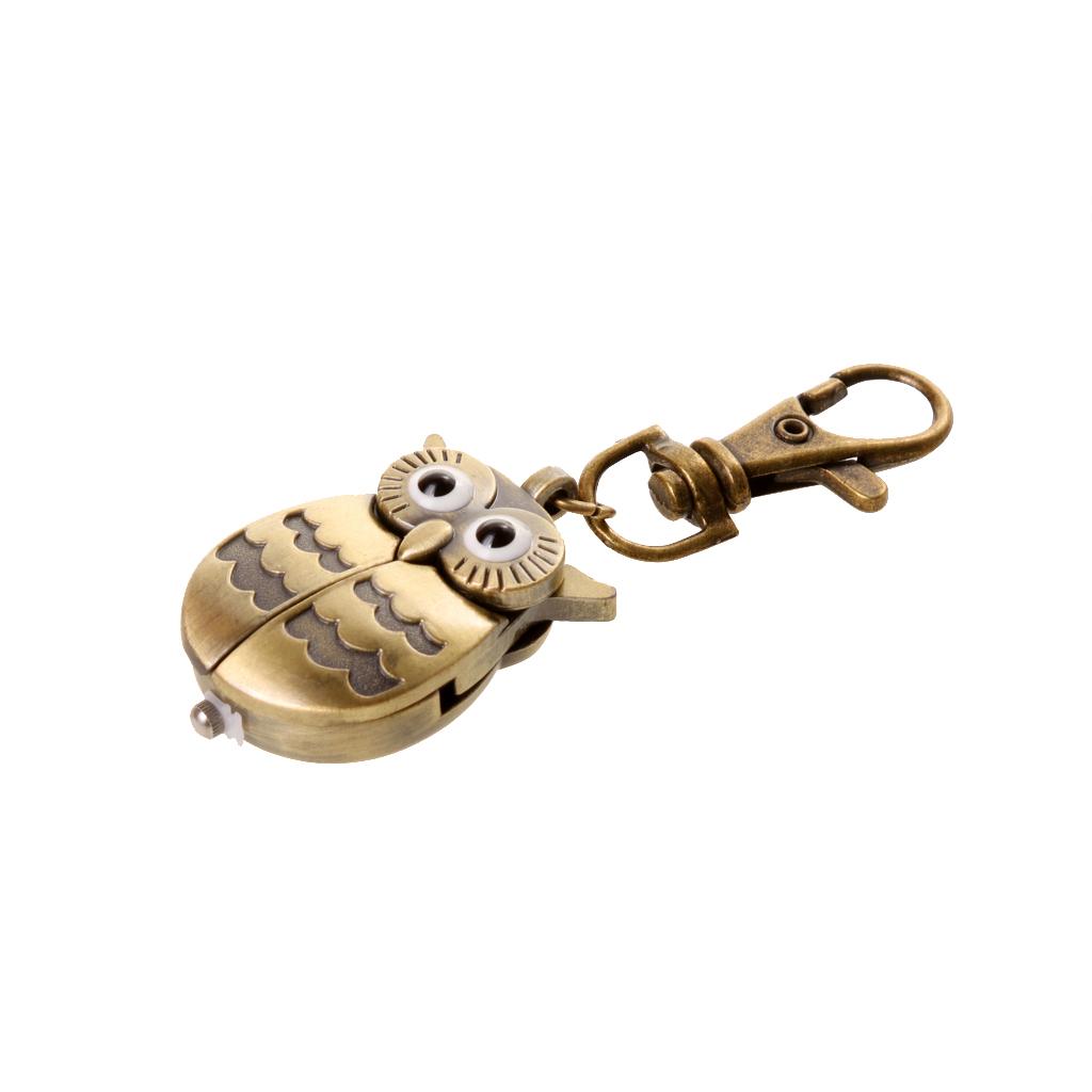 Cartoon Cute Owl Pocket Watch Double Open Electronic
