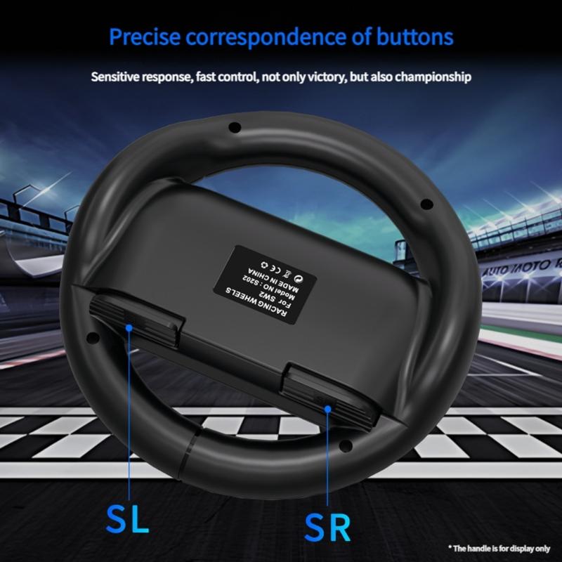 1 Pair Immersive Motion Control Steering Wheel for NS2 Console with Ergonomic Nonslip Grip Button Design