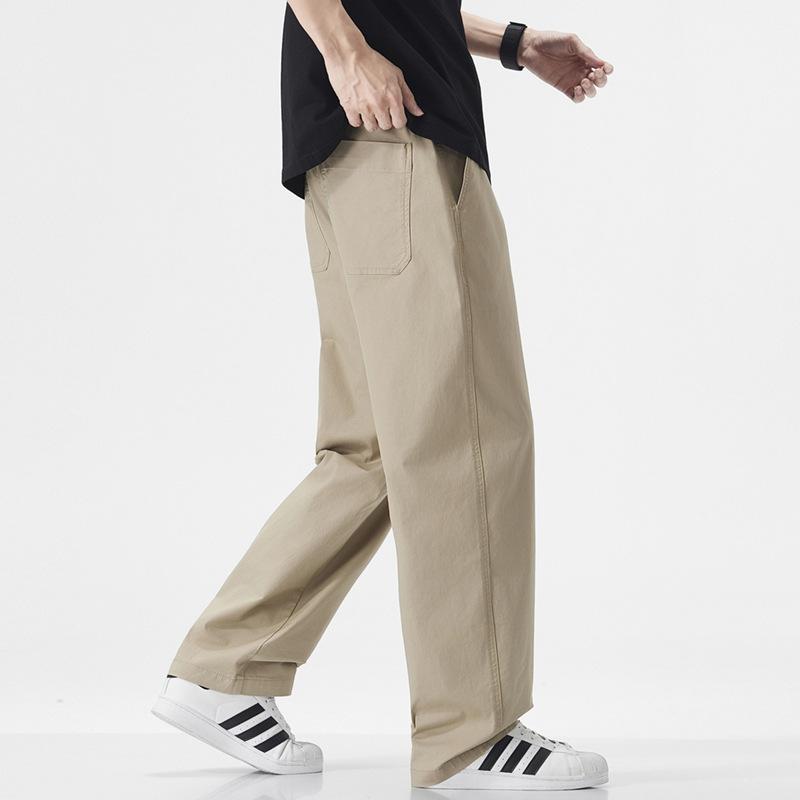 American Solid Color Simple Trendy Brand Old Money Style Casual Pants Men's Trendy Versatile Loose Wide-leg Straight Trousers