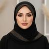 Long Smooth Silk Headscarf Sunscreen Thin Large Shawl Veil Rhinestone Chiffon Hijab Scarf  For Gift