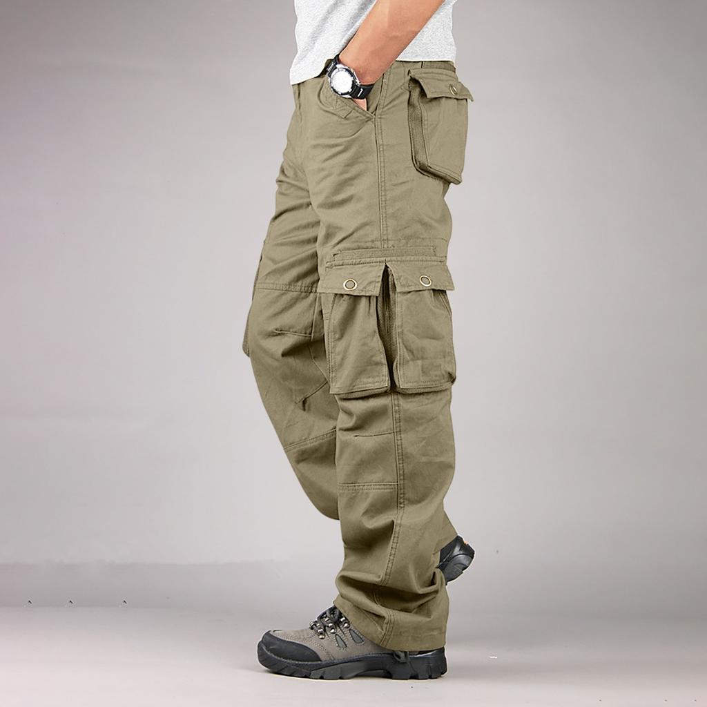 Men's Loose Casual Multi-pocket Work Pants,  Waist Drawstring  Pants