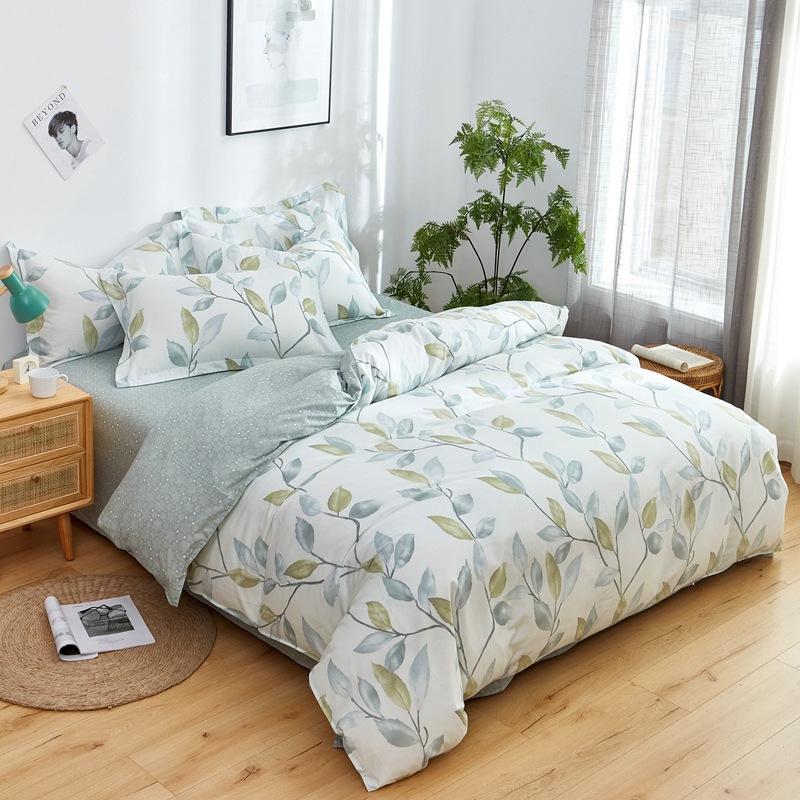 Vierteiliges Set aus Bettwäsche aus reiner Baumwolle, Bettbezug, Bettwäsche, dreiteiliges Bettlaken-Set für den Schlafsaal