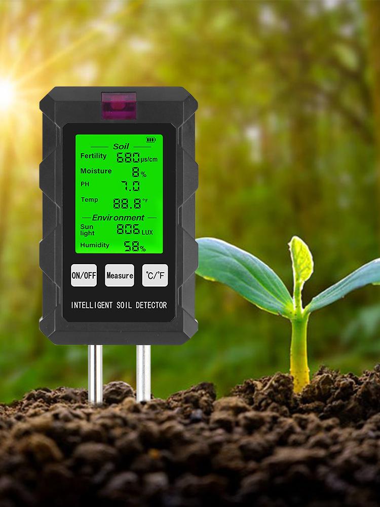 6 In 1 Gardening Tool Soil Tester pH Temperature Humidity Sunlight Air Moisture Nutrient Fertility Meter Tool Multifunctional