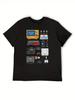 Unisexs Retro Gaming Tshirt Retro Style Controller Pattern Tshirt Black Loose Casual Players Shirt Anime Fans