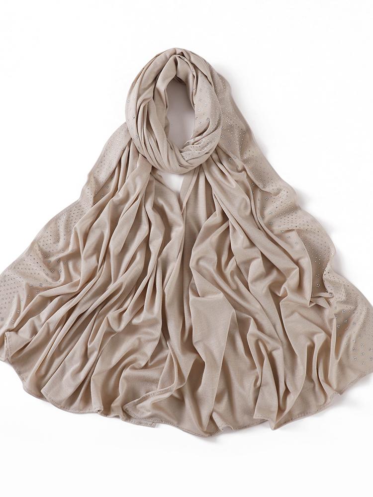 Bling Diamonds Star Jersey Hijab Scarf Muslim Rhinestone Turban Femme Musulman African Head Wraps Arab Turkish Hijabs for Women