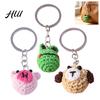 Unique Three Dimensional Crochet Decor Mini Handmade Animal Keychain, Cute Knit Pig Frog Dog Bag Lightweight Key Holder for Women Charm, Soft