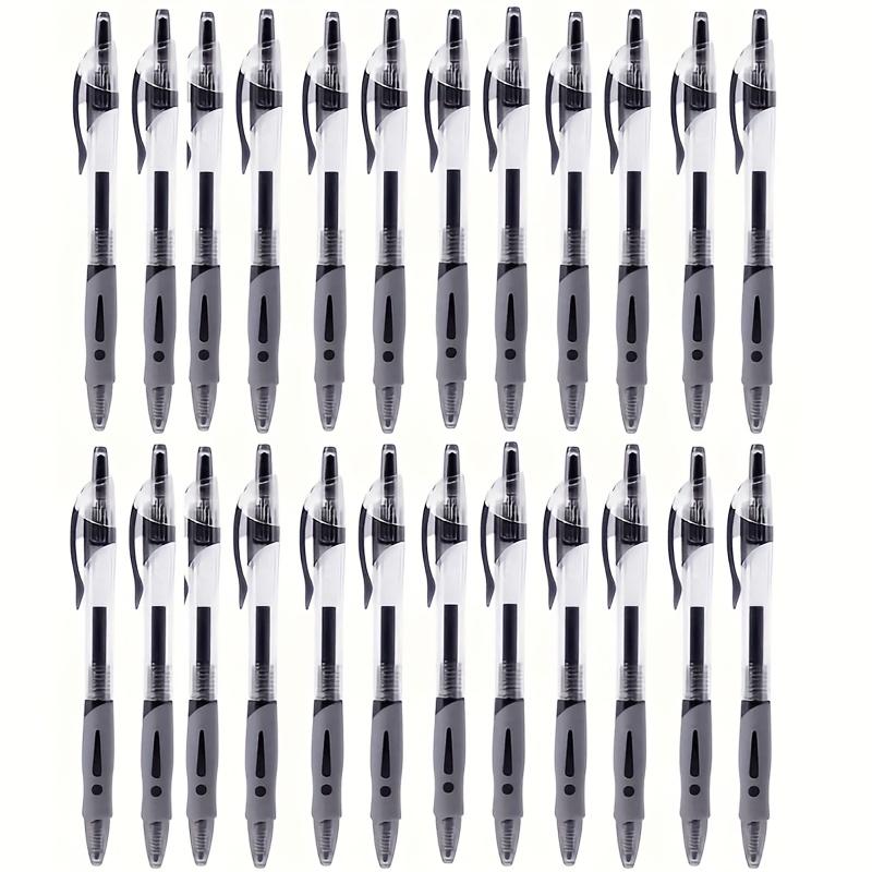 24 Retractable Gel Ink Ballpoint Pens, Thick Black Nibs, Designed for Exams, Suitable for Schools and Offices