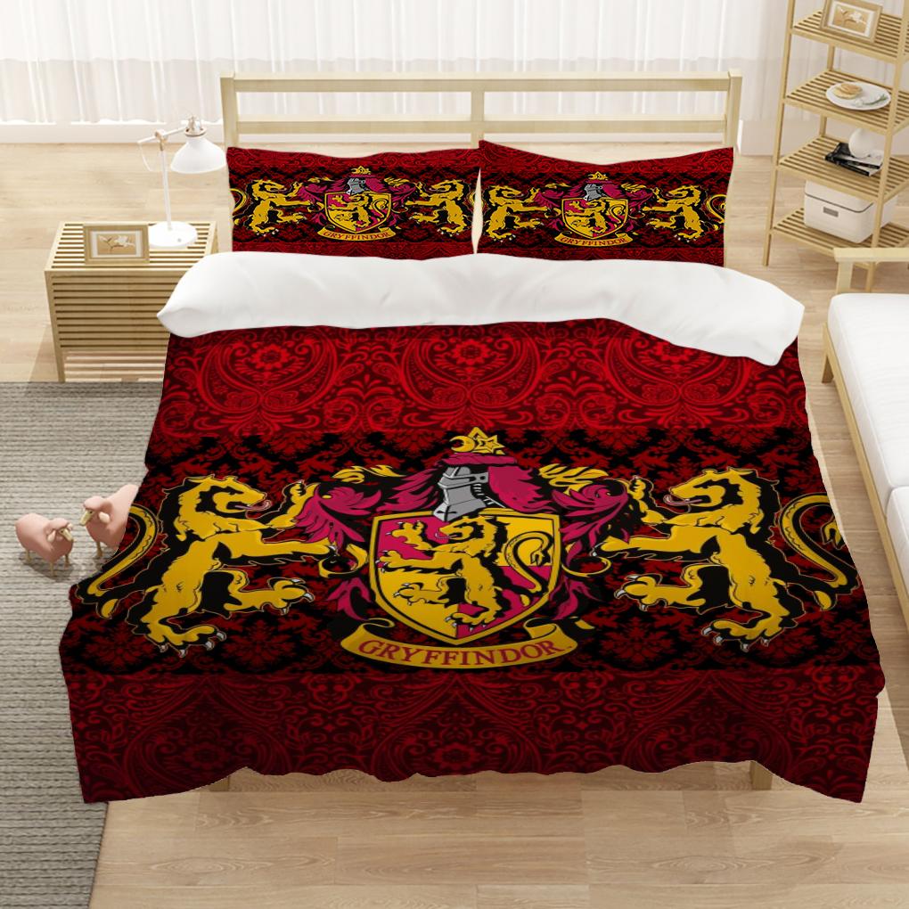 Marauders Map Four Magic College 3Pcs Duvet Cover Sets Cartoon Bedding Set Sheet Children Room Bed Sheet Pillow Case