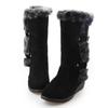 Damen Schneestiefel Warme Plüschstiefel Slope Heel Gürtelschnalle Mittelstiefel