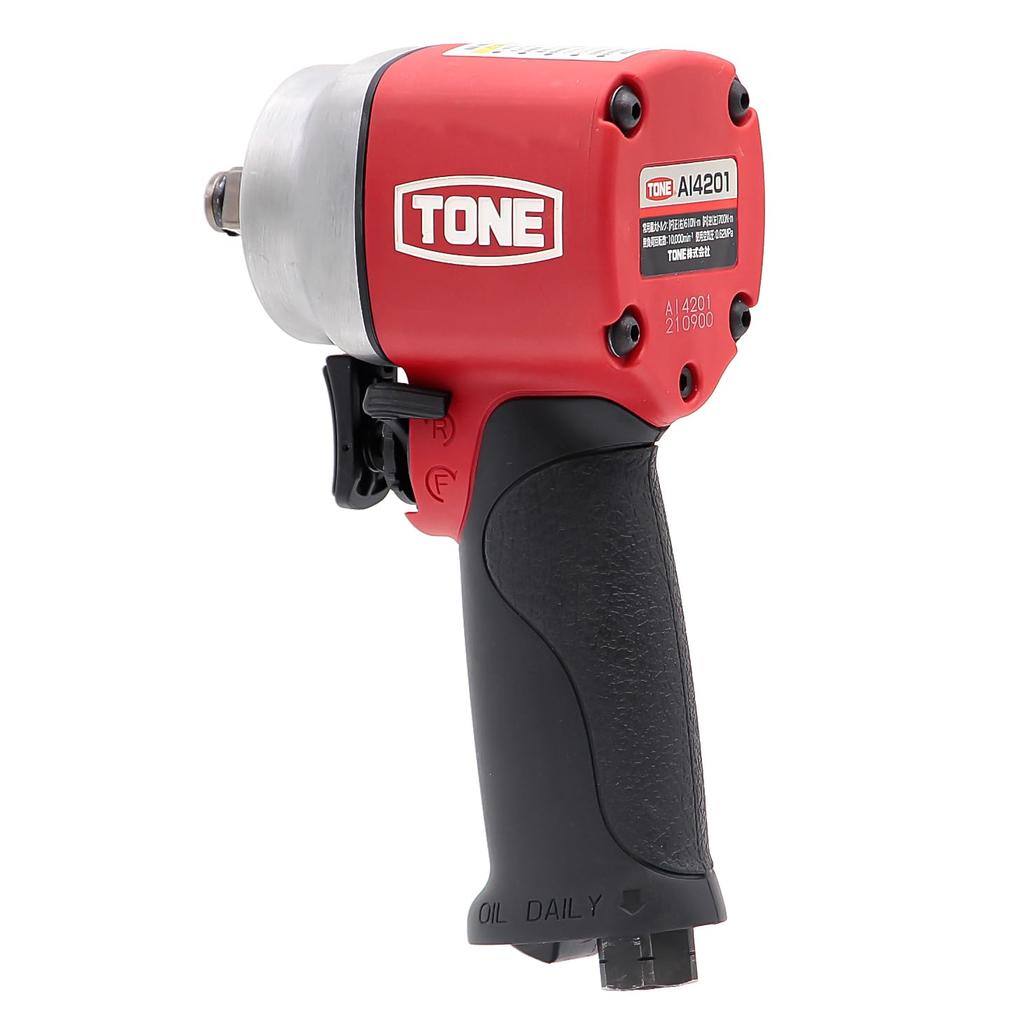 TONE Air Impact Wrench 700 (Short Type) AI4201, 12.7mm (1/2") Drive, Red, N M