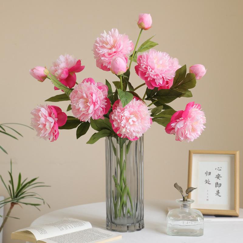 Peony Flower Tabel Floral Arrangement Home Decor Flower 3 Heads Fake Peony Flower For Event Decoration Hotel Decor Tabel