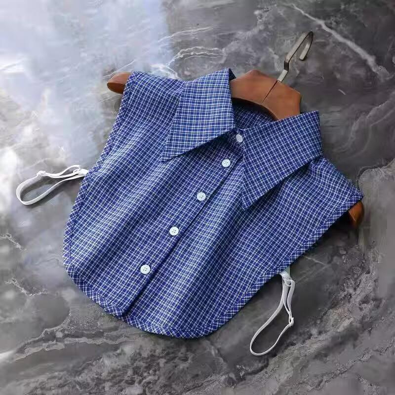 Elegant Plaid Fake Collar Women Ladies Detachable False Collars Woman Lapel Half Shirt Tie Clothes Accessories