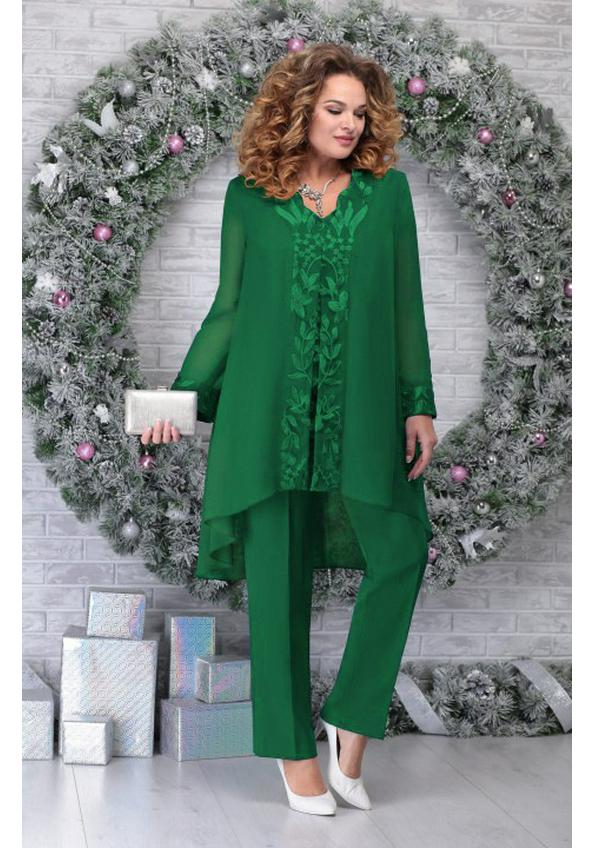 Elegant Plus Size Women’s Patchwork Embroidered Cocktail Dress Set 2XL