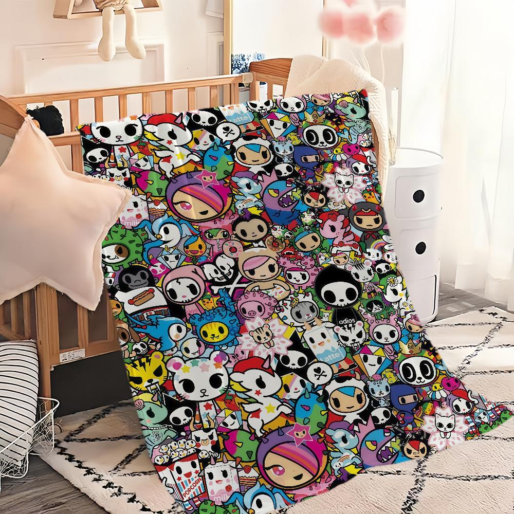 cool cartoon kawaii funny art T-Tokidoki Flannel warm soft plush blanket sofa living room hogar office bedroom travel gift home