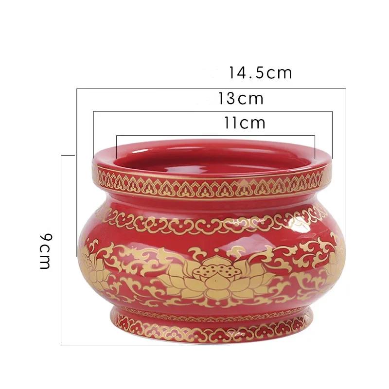 Chinese Traditional Ceramic Incense Burner Ornaments Guanyin Worship Incense Burner Decoration Feng Shui Buddha Hall Supplies