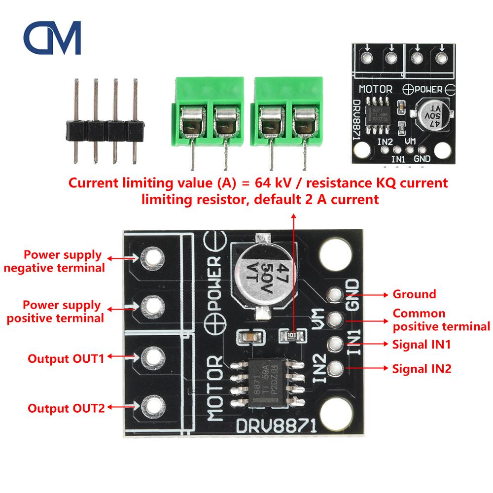 1/3/5pcs DRV8871 DC 6.5-45V H-Bridge Motor Driver Module 3.6A Brushed DC Motor Control PWM 10A Sinking Source for DIY Robot