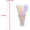 Bicolor Spiral Stripe Reble Plastic Straight Straws Colorful 9in + Brush