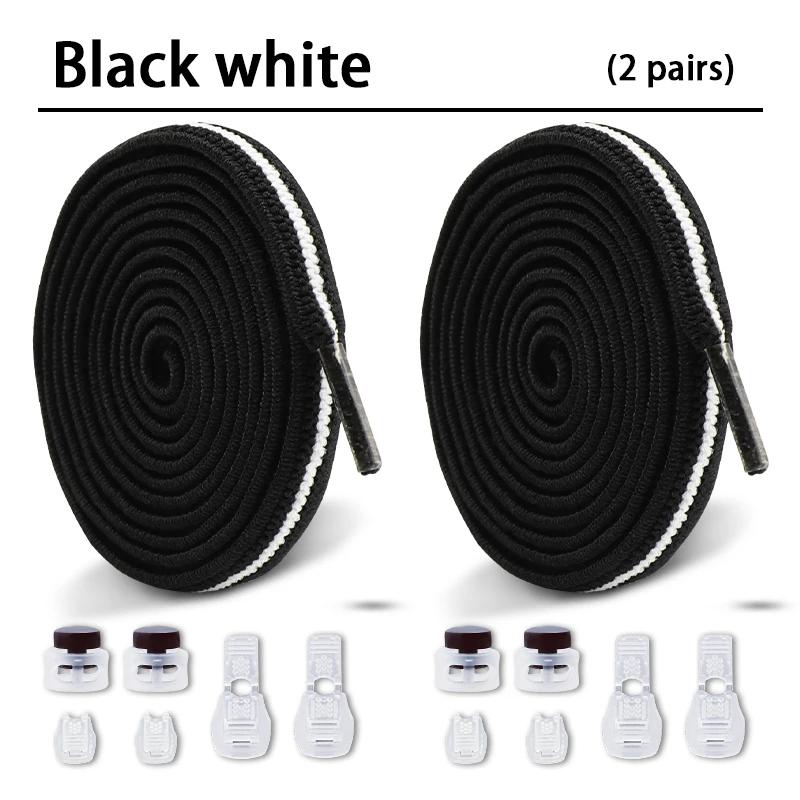 1Pair/2Pair NEW Elastic Shoe Laces Flat Shoelaces Without Ties Kids Round Snap Lock  Adult Quick Shoelace Shoe Accessories