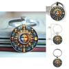Elegant Glass Keyring With Sun Moon Design Rechargeable Key Holder For Office Use